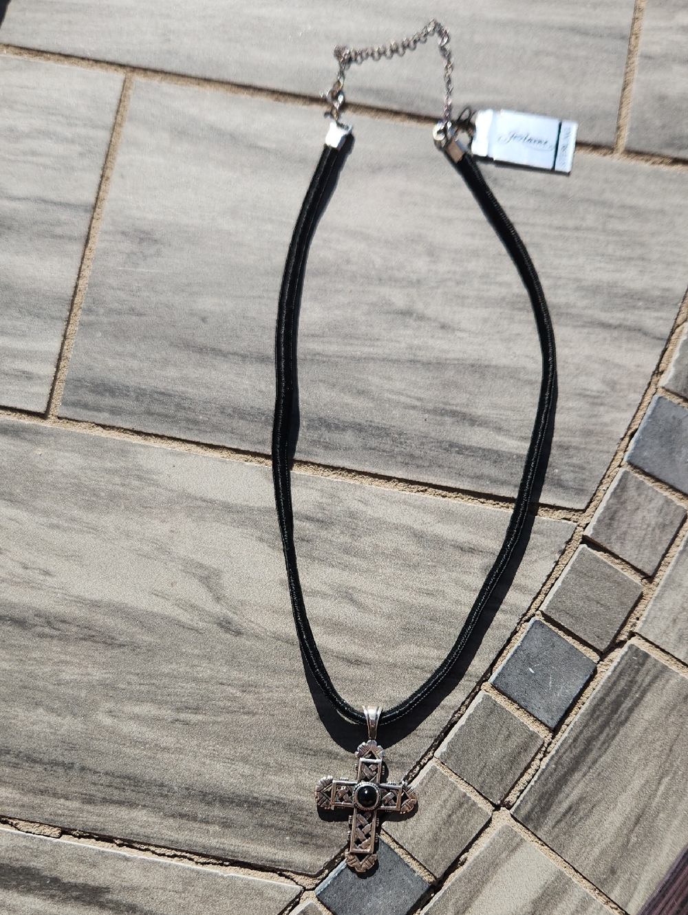 Sterling Silver On Cord Cross PENDANT Necklace